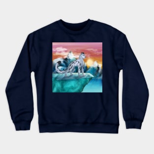 Snow Leopard In The Sunset Crewneck Sweatshirt